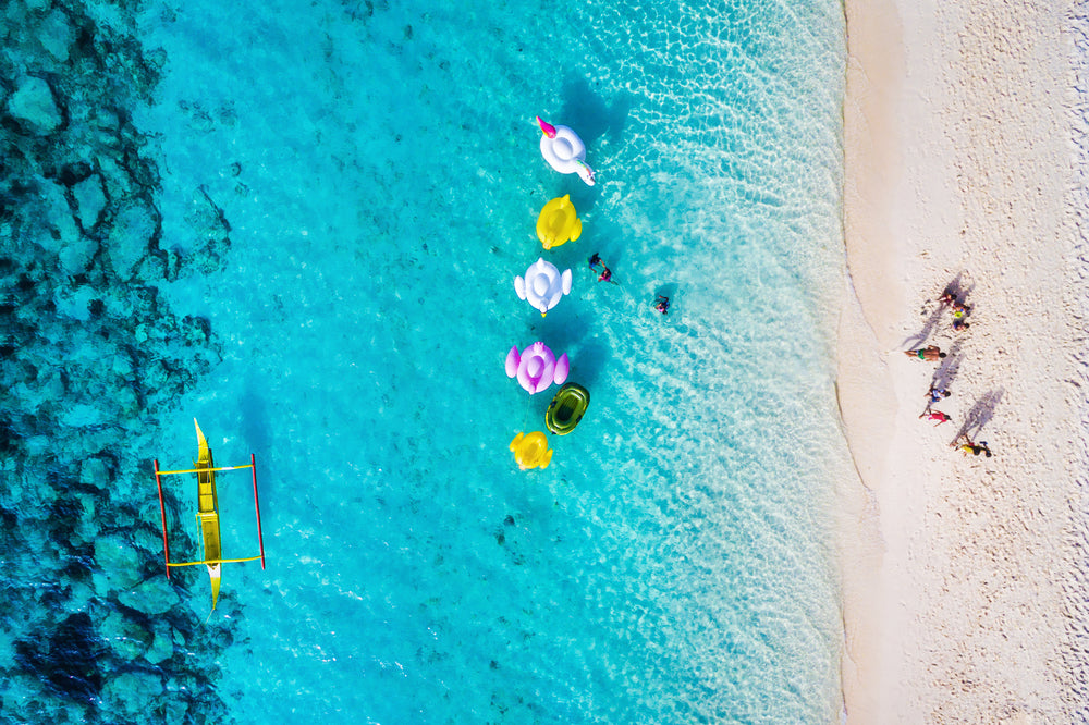 Top View of People Enjoying the Beach Photograph Print 100% Australian Made