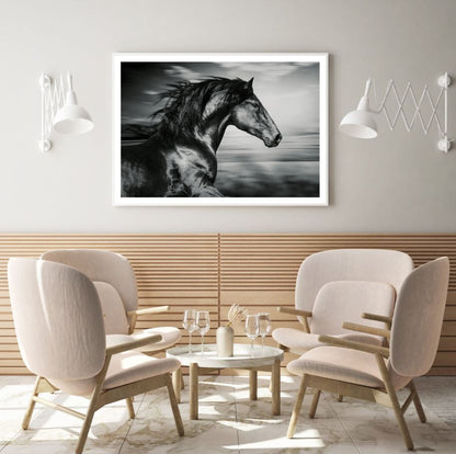 Running Black Horse Photograph Home Decor Premium Quality Poster Print Choose Your Sizes