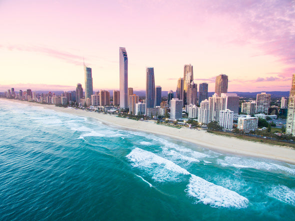 Stunning Aerial View of Beach & City Photography Print 100% Australian Made