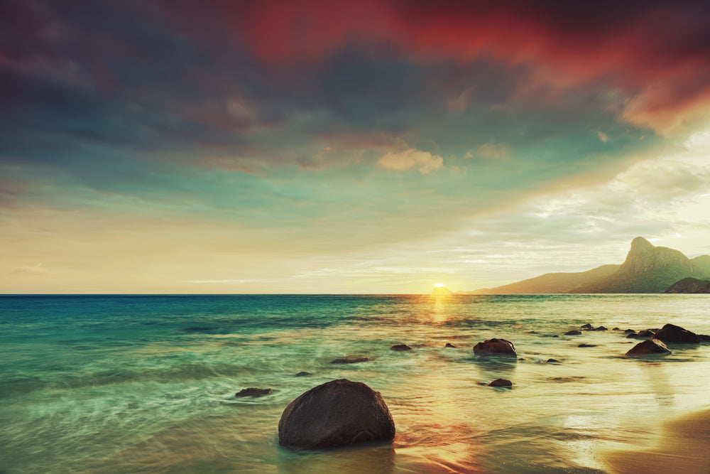 Beach View With Red Clouds Photograph Print 100% Australian Made