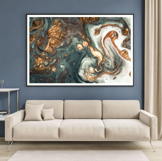 Grey & Gold Abstract Design Home Decor Premium Quality Poster Print Choose Your Sizes