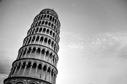 Leaning Tower of Pisa in Italy B&W Photography Print 100% Australian Made