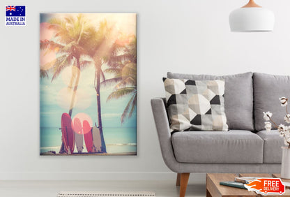 Surf Boards & Palm Trees Near Sea Photograph Print 100% Australian Made