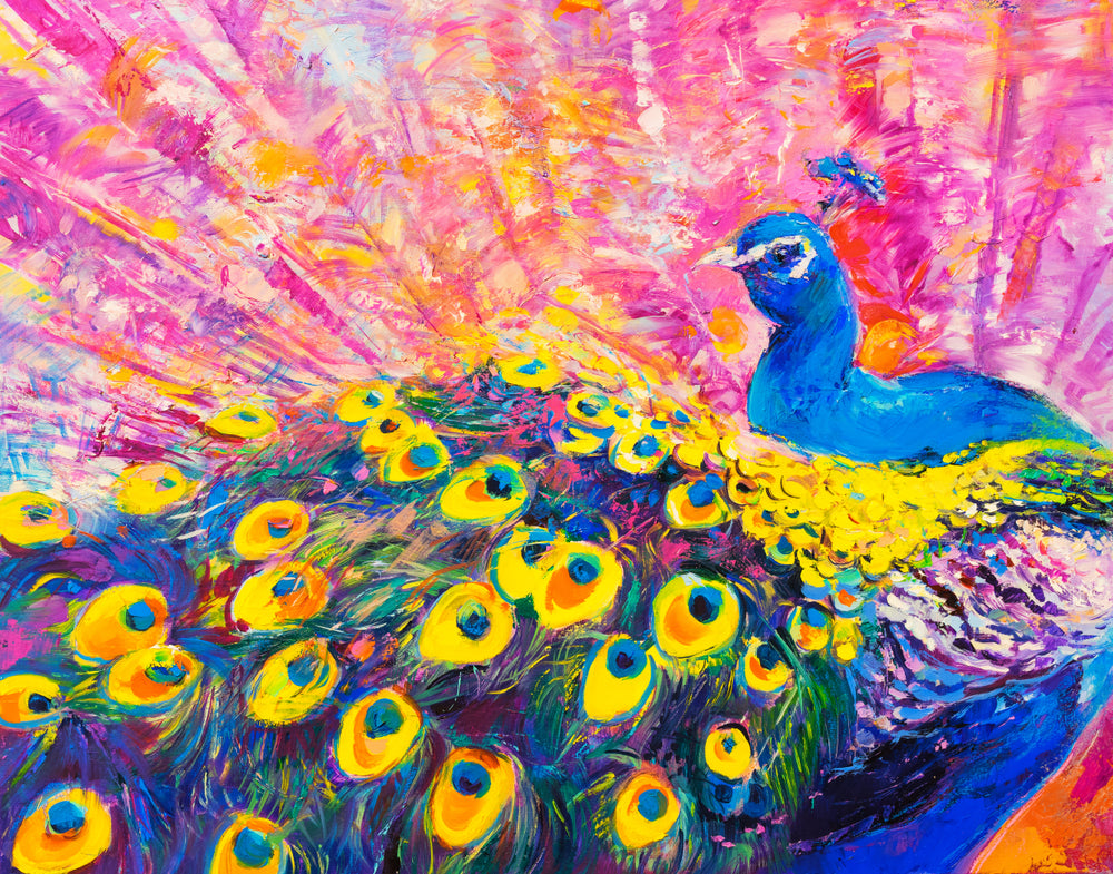 Colourful Peacock Painting Print 100% Australian Made