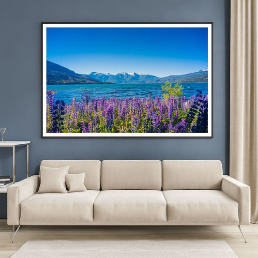 Flowers Near Lake Scenery View Home Decor Premium Quality Poster Print Choose Your Sizes