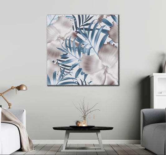 Square Canvas Flowers & Leaves Watercolor Painting High Quality Print 100% Australian Made