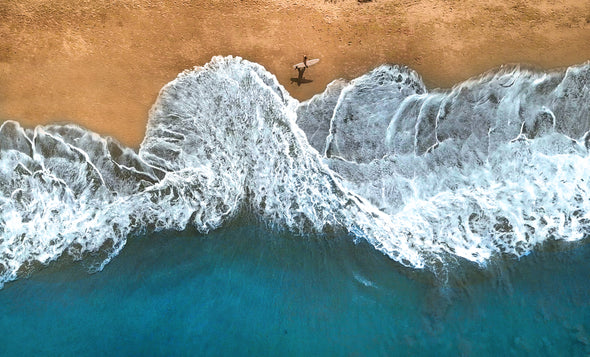 Surfer Walking Along the Exotic Sandy Beach Photograph Print 100% Australian Made