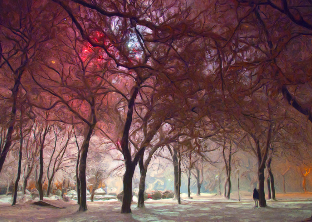 Red Trees Park Painting Print 100% Australian Made