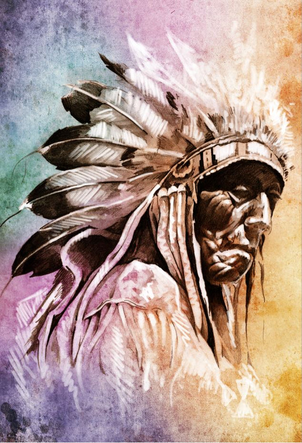 Native Headdress Warrior Painting Portrait Print 100% Australian Made