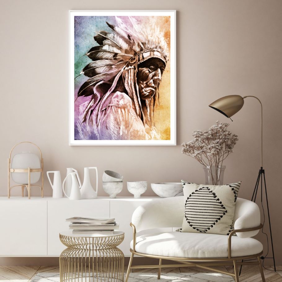 Colorful Indian Worrior Painting Home Decor Premium Quality Poster Print Choose Your Sizes