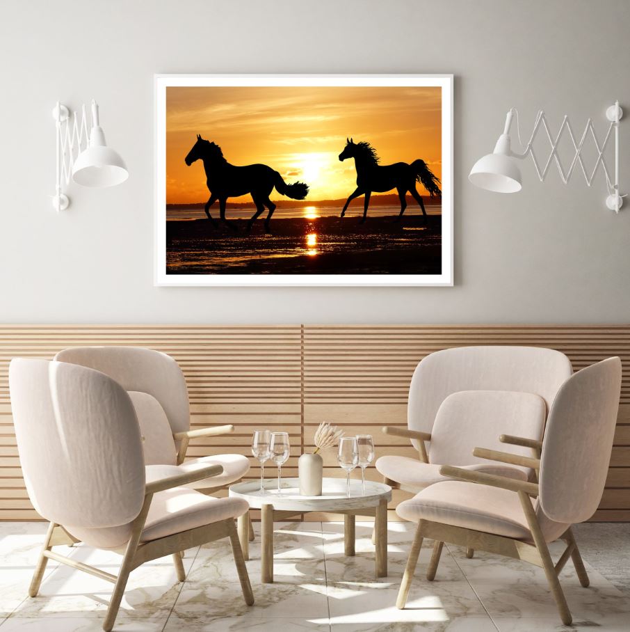 Horses Running on Beach Sunset Home Decor Premium Quality Poster Print Choose Your Sizes