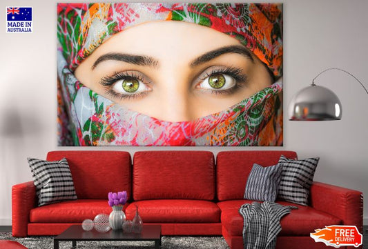 Arab Girl Face Covering with a Scarf Portrait Photograph Print 100% Australian Made
