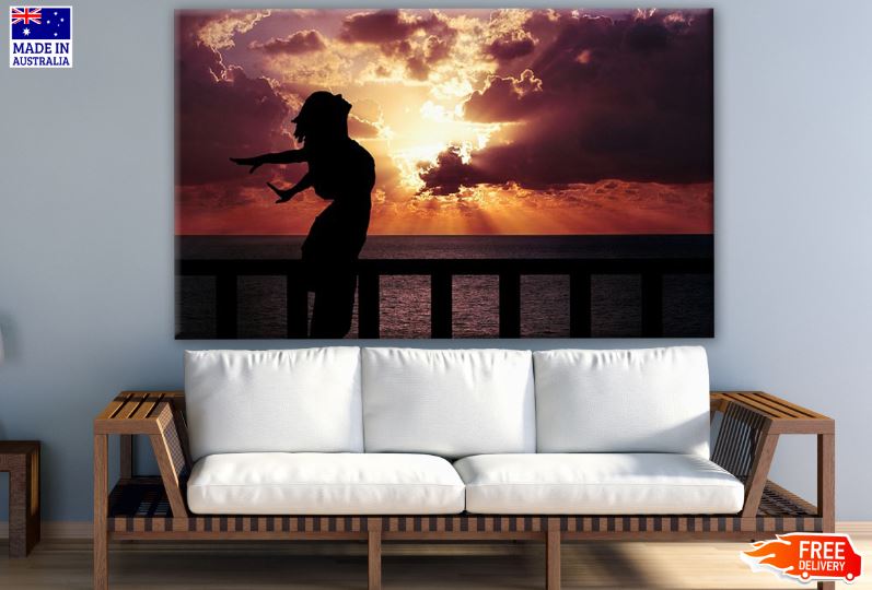 Woman Feeling Nature at Sunset Photograph Print 100% Australian Made