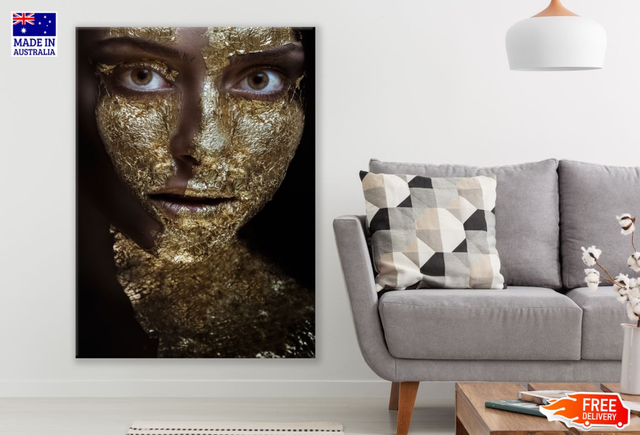 Girl with Gold Makeup Photograph View Print 100% Australian Made