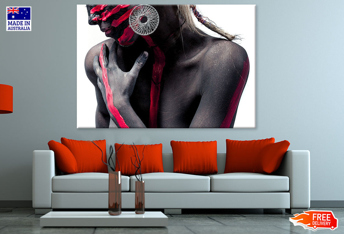 Girl with Black & Red Body Paint Photograph Print 100% Australian Made